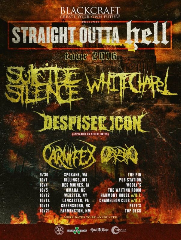 Whitechapel - U.S. Straight Outta Hell Tour - 2016 Tour Poster
