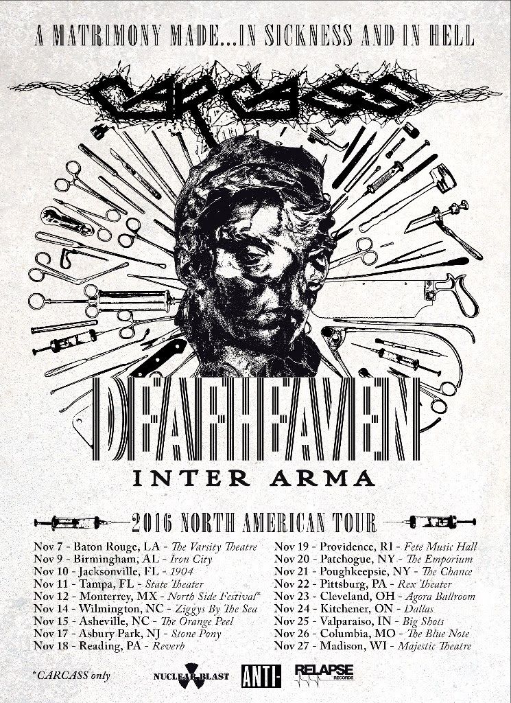 Carcass - U.S. In Sickness & in Hell Tour - 2016 Tour Poster