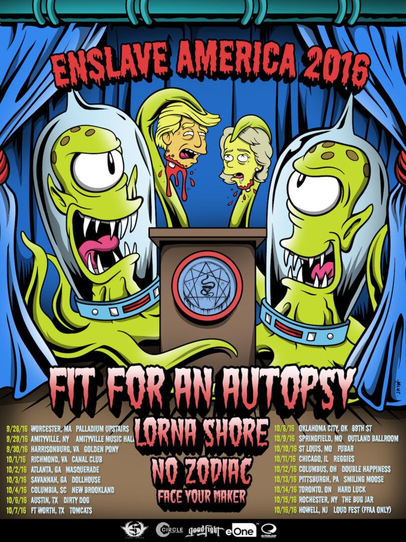 Fit For An Autopsy - North American Enslave America Tour - 2016 Tour Poster