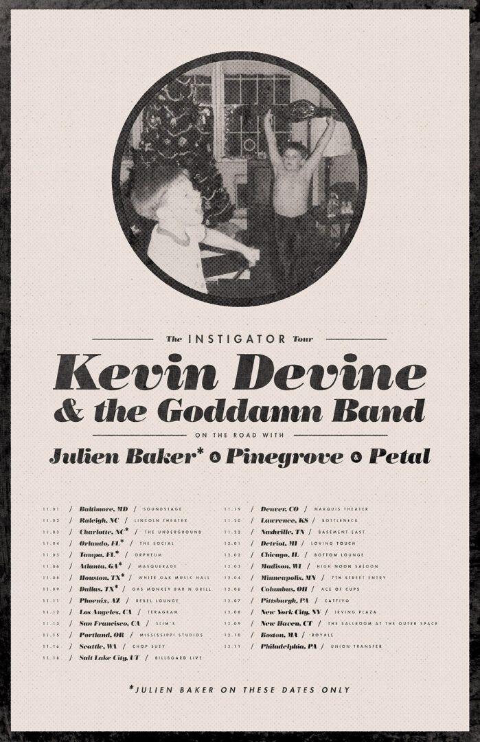 Kevin Devine - U.S. Instigator Tour - 2016 Tour Poster