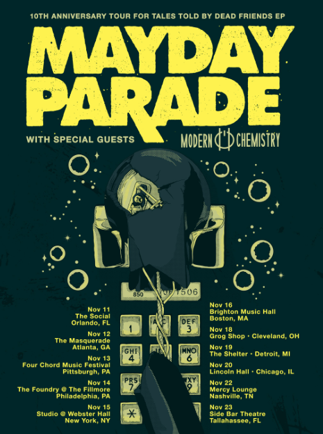 Mayday Parade - 10th Anniversary Tour - poster