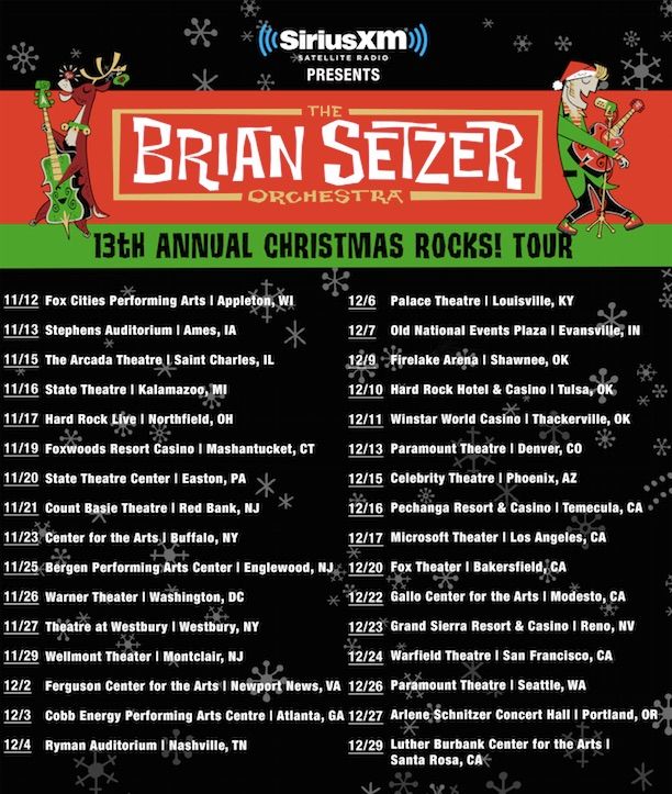 The Brian Setzer Orchestra - 13th Annual Christmas Rocks! Tour - 2016 Tour Poster