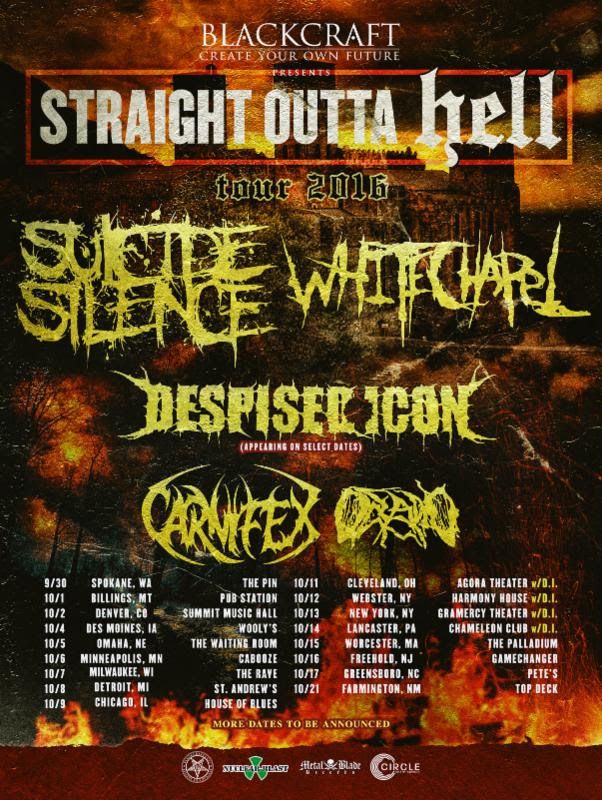 Whitechapel - Straight Outta Hell Tour - poster