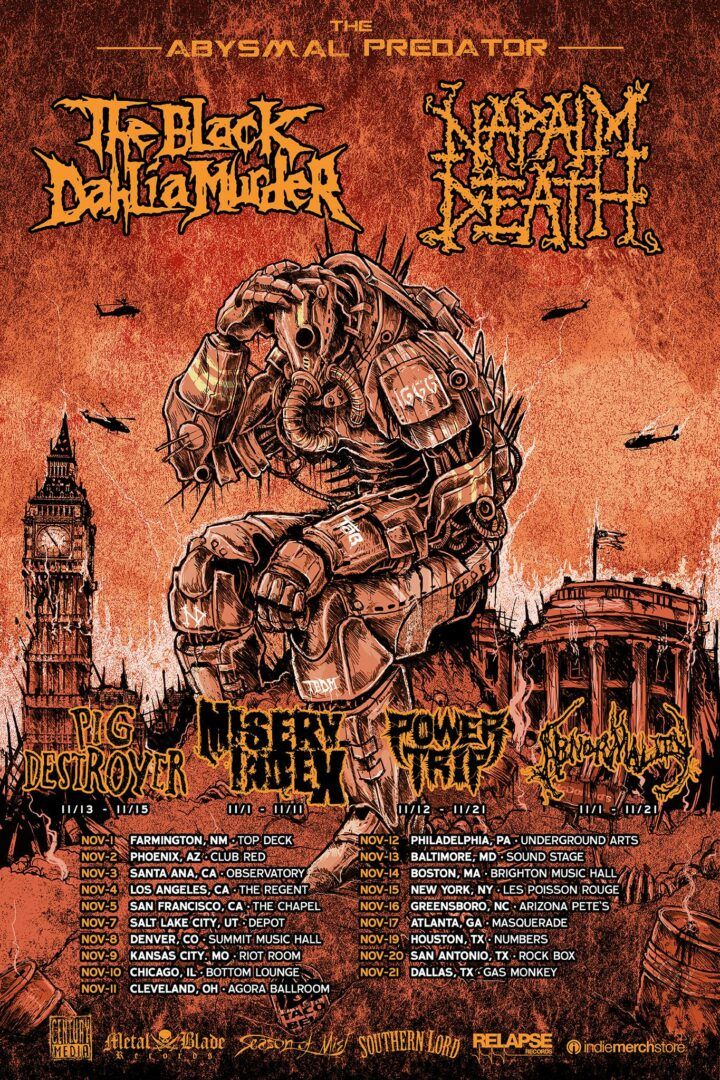 The Black Dahlia Murder - U.S. Abysmal Predator Tour - 2016 Tour Poster